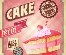 Cake bakery shop retro poster vector 10