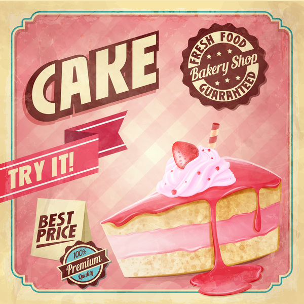 Cake bakery shop retro poster vector 10