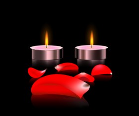 Candles light with red petal vector 01