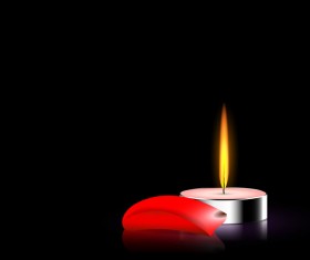 Candles light with red petal vector 02
