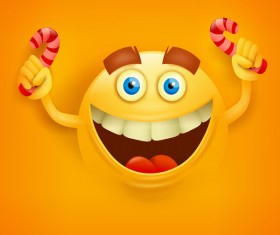 Candy with smiley emoticon yellow face vector