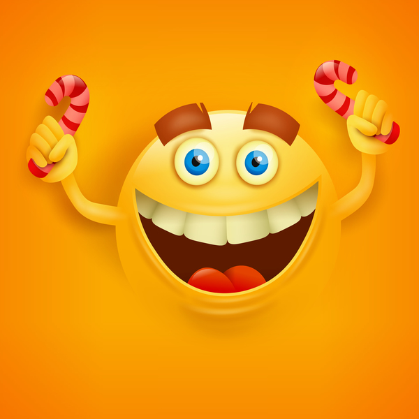 Candy with smiley emoticon yellow face vector