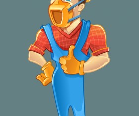 Cartoon construction worker vector material 01