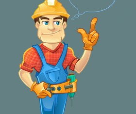 Cartoon construction worker vector material 02
