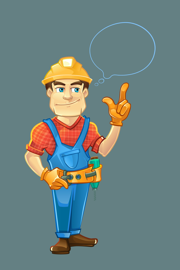 Cartoon construction worker vector material 02