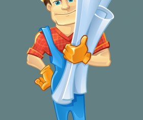 Cartoon construction worker vector material 03