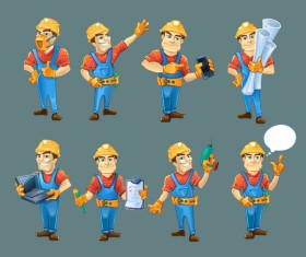 Cartoon construction worker vector material 04