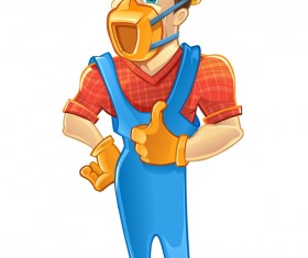 Cartoon construction worker vector material 06