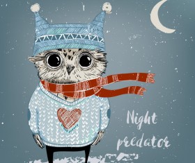 Cartoon owl character vector illustration