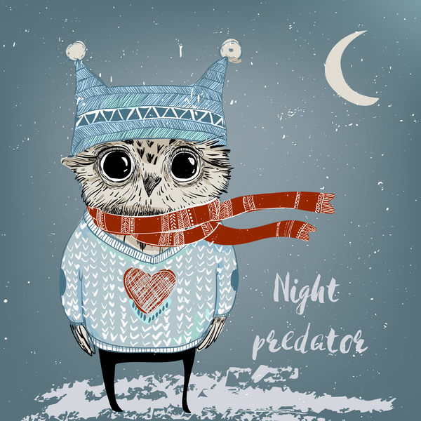 Cartoon owl character vector illustration