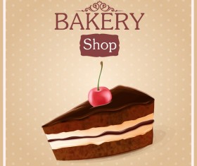 Chocolate cake with bakery shop background vector 02