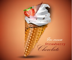 Chocolate strawberry ice cream vector material