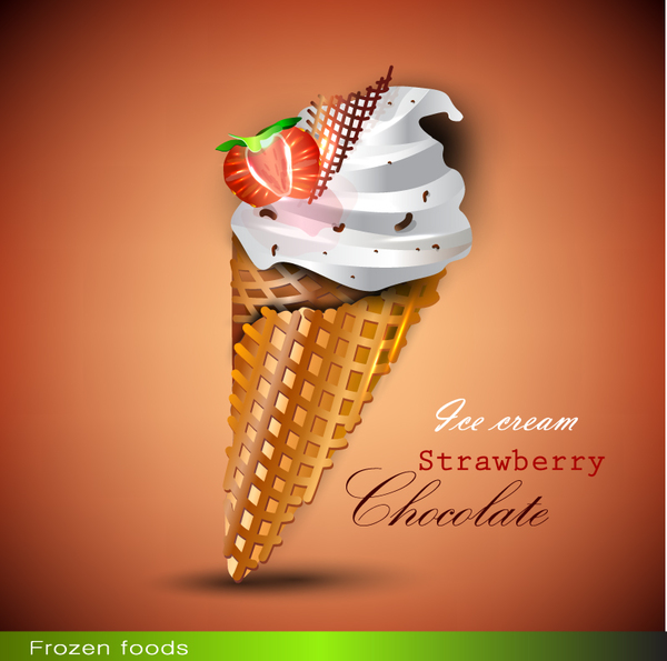 Chocolate strawberry ice cream vector material