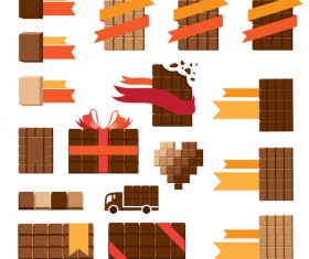 Chocolate with ribbon vector set