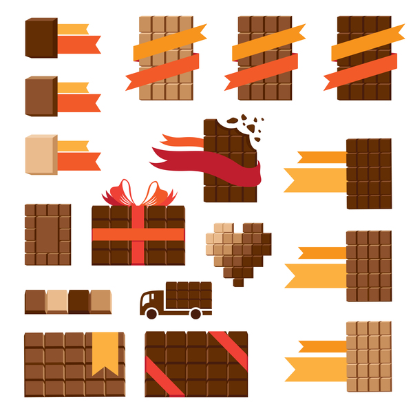Chocolate with ribbon vector set