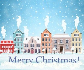 Christmas fairy tale with city street winter vectors 02