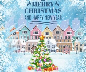 Christmas fairy tale with city street winter vectors 03