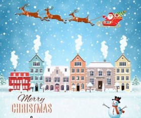 Christmas fairy tale with city street winter vectors 04