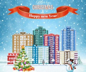 Christmas fairy tale with city street winter vectors 05