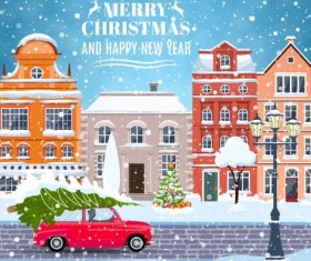 Christmas fairy tale with city street winter vectors 06