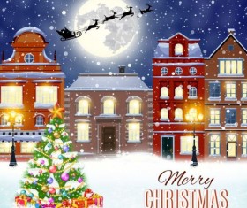 Christmas fairy tale with city street winter vectors 08