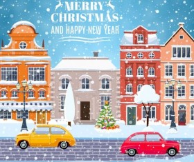 Christmas fairy tale with city street winter vectors 09