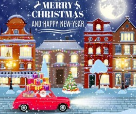 Christmas fairy tale with city street winter vectors 10