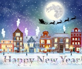 Christmas fairy tale with city street winter vectors 12