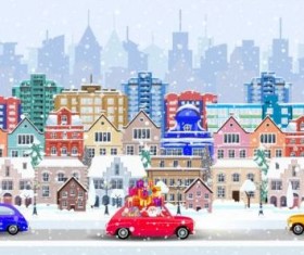 Christmas fairy tale with city street winter vectors 13