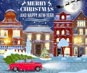 Christmas fairy tale with city street winter vectors 16
