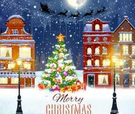 Christmas fairy tale with city street winter vectors 17