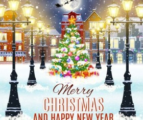 Christmas fairy tale with city street winter vectors 18