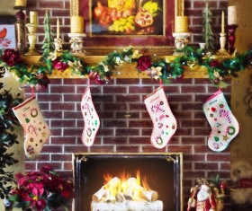 Christmas fireplaces Stock Photo