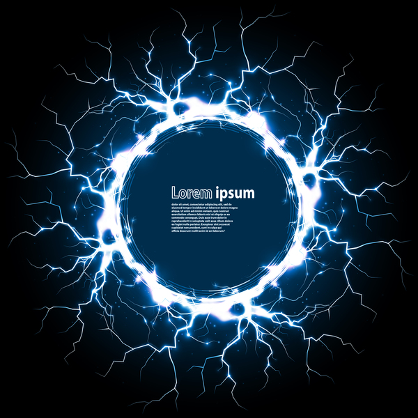 Circle with lightning and blue background vector