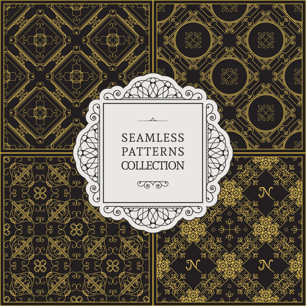 Classical seamless pattern creative vectors set 09