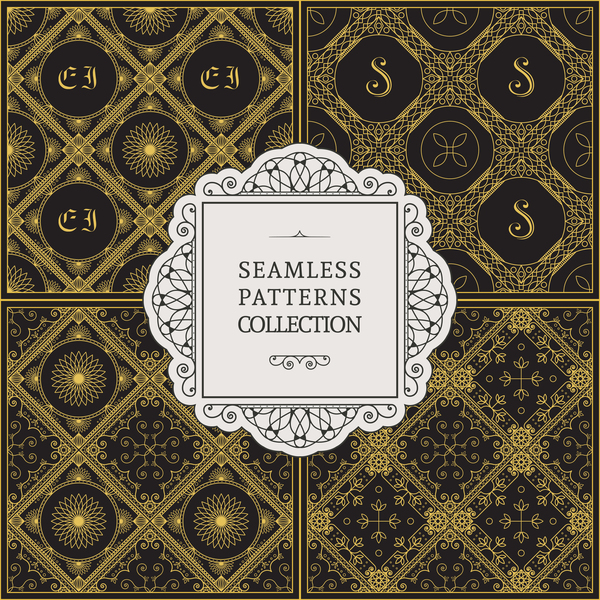 Classical seamless pattern creative vectors set 10