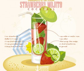 Cocktails ingredients poster vectors material 01