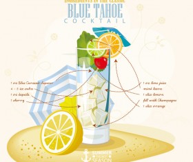 Cocktails ingredients poster vectors material 03