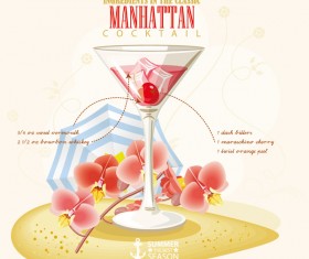 Cocktails ingredients poster vectors material 04