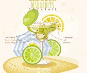 Cocktails ingredients poster vectors material 05