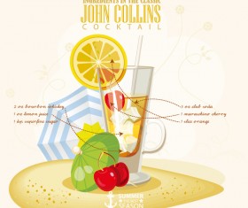 Cocktails ingredients poster vectors material 06