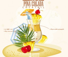 Cocktails ingredients poster vectors material 07