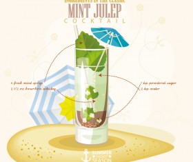 Cocktails ingredients poster vectors material 09