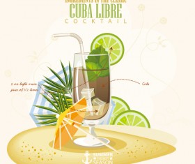 Cocktails ingredients poster vectors material 10