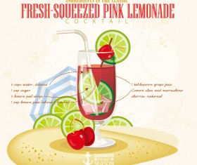 Cocktails ingredients poster vectors material 13