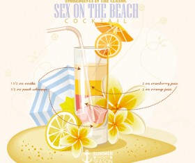 Cocktails ingredients poster vectors material 16