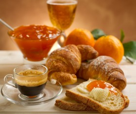 Coffee jams with croissants Stock Photo