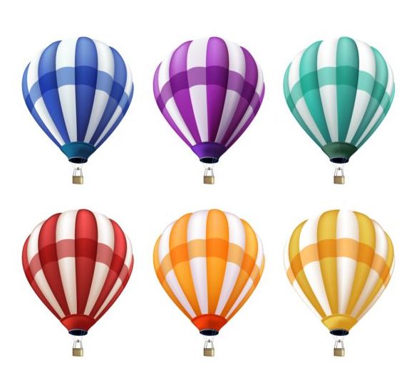 Colored air balloon vectors set 01