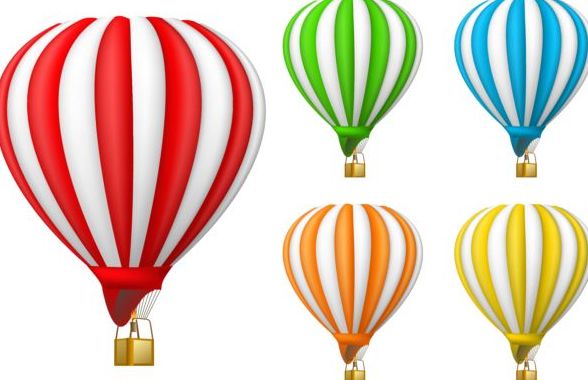 Colored air balloon vectors set 02