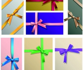 Colored bow with gift card vectors template